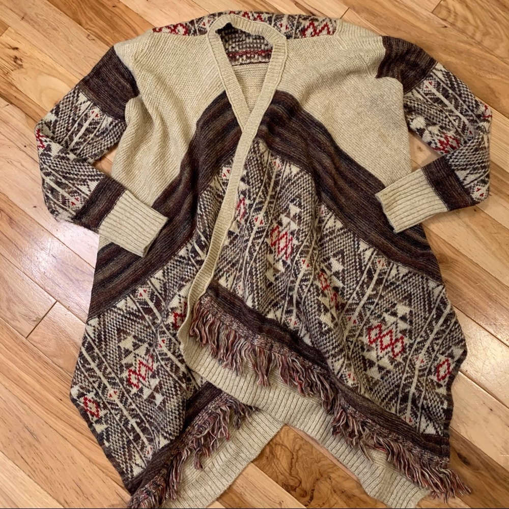 KNOX ROSE Cardigan Southwest Aztec Long Sleeve EUC